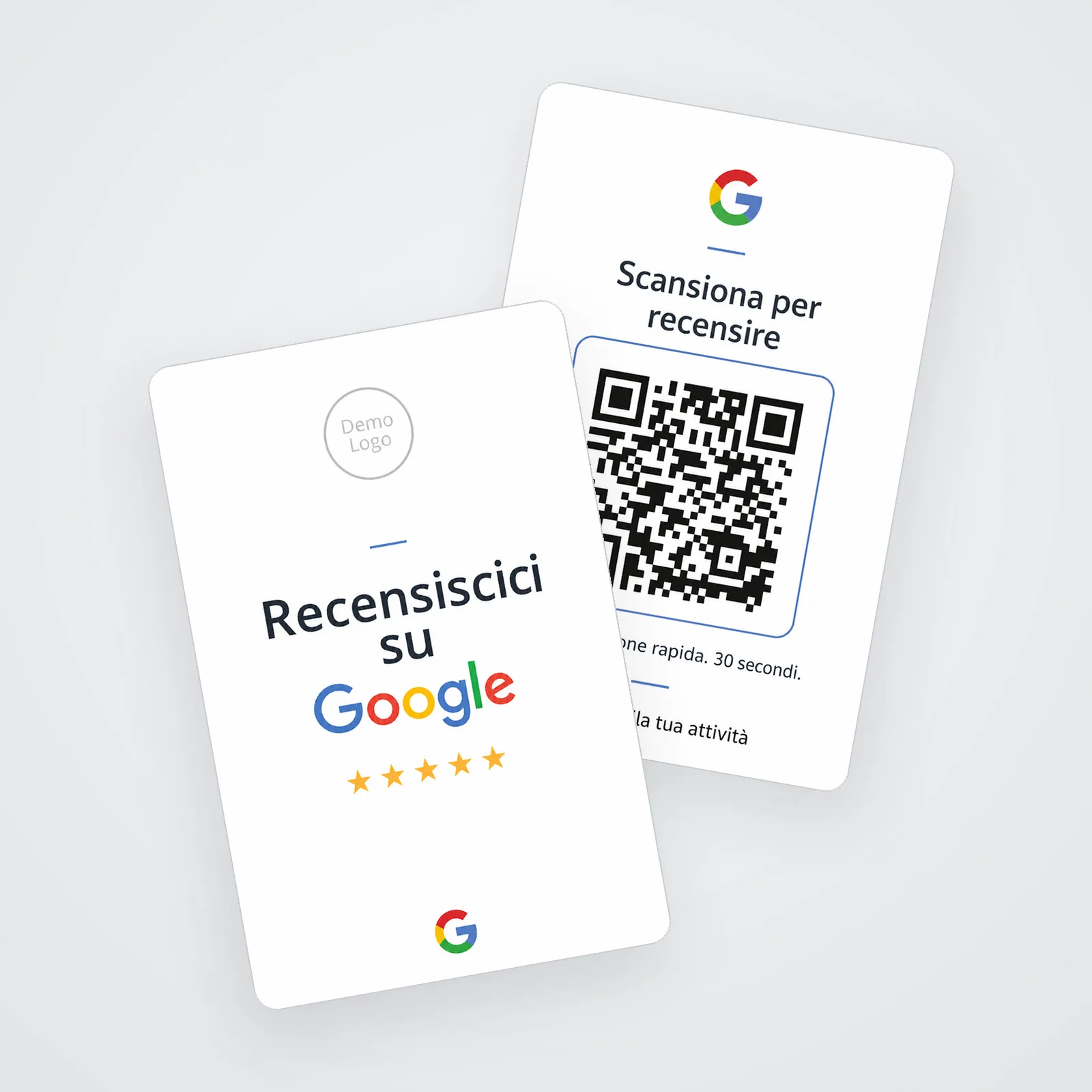 Consegna del biglietto recensioni a un cliente