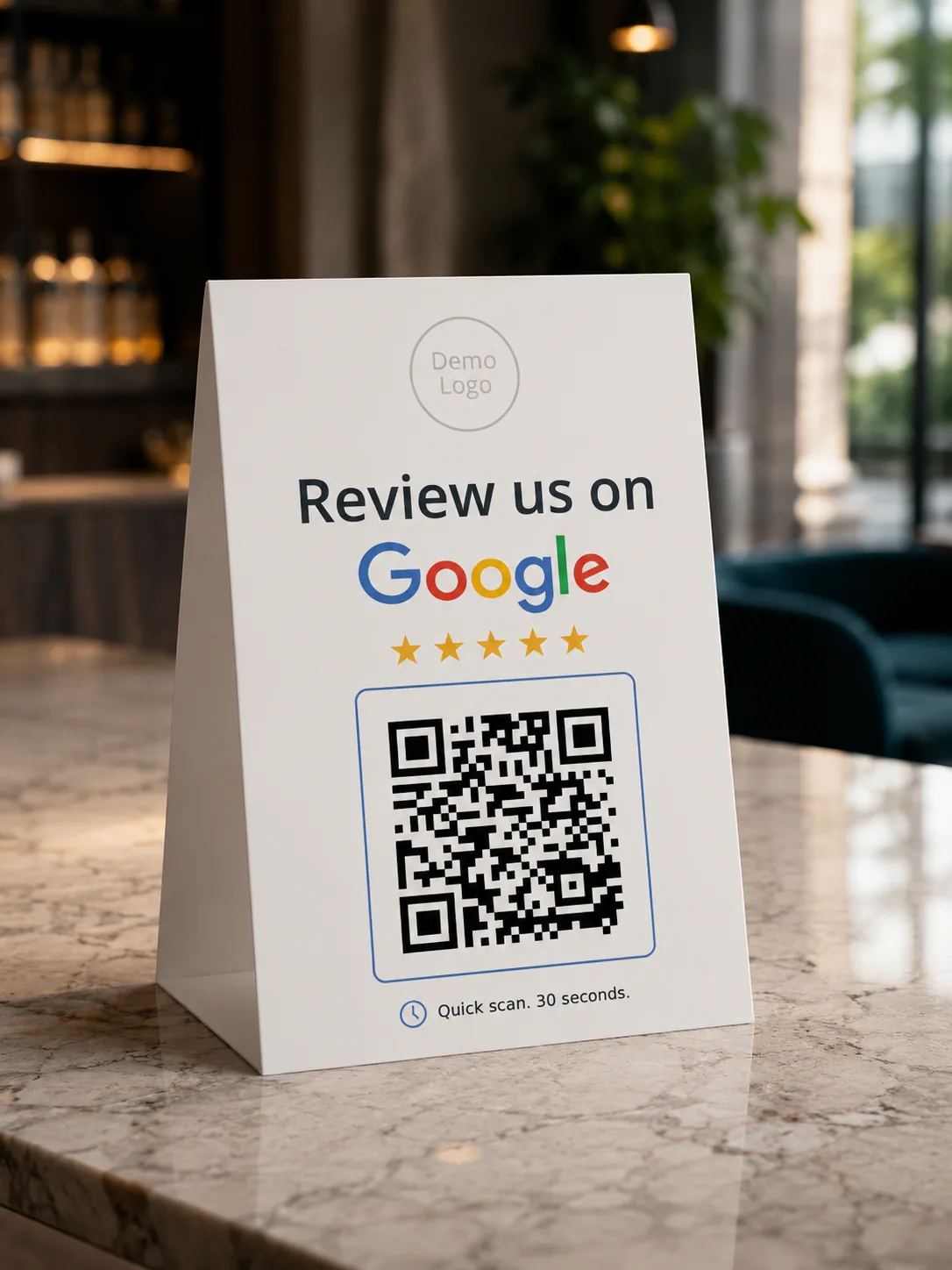 Google Review Table Tents — Clean