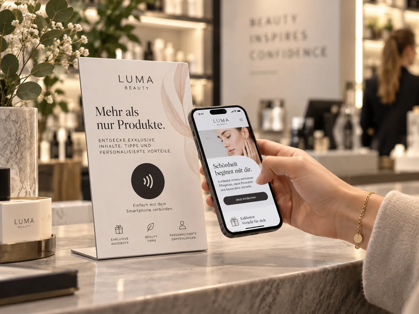 Individueller NFC-Aufsteller für den Einsatz am Point of Sale