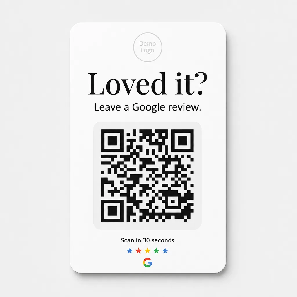 Front: logo, headline and QR