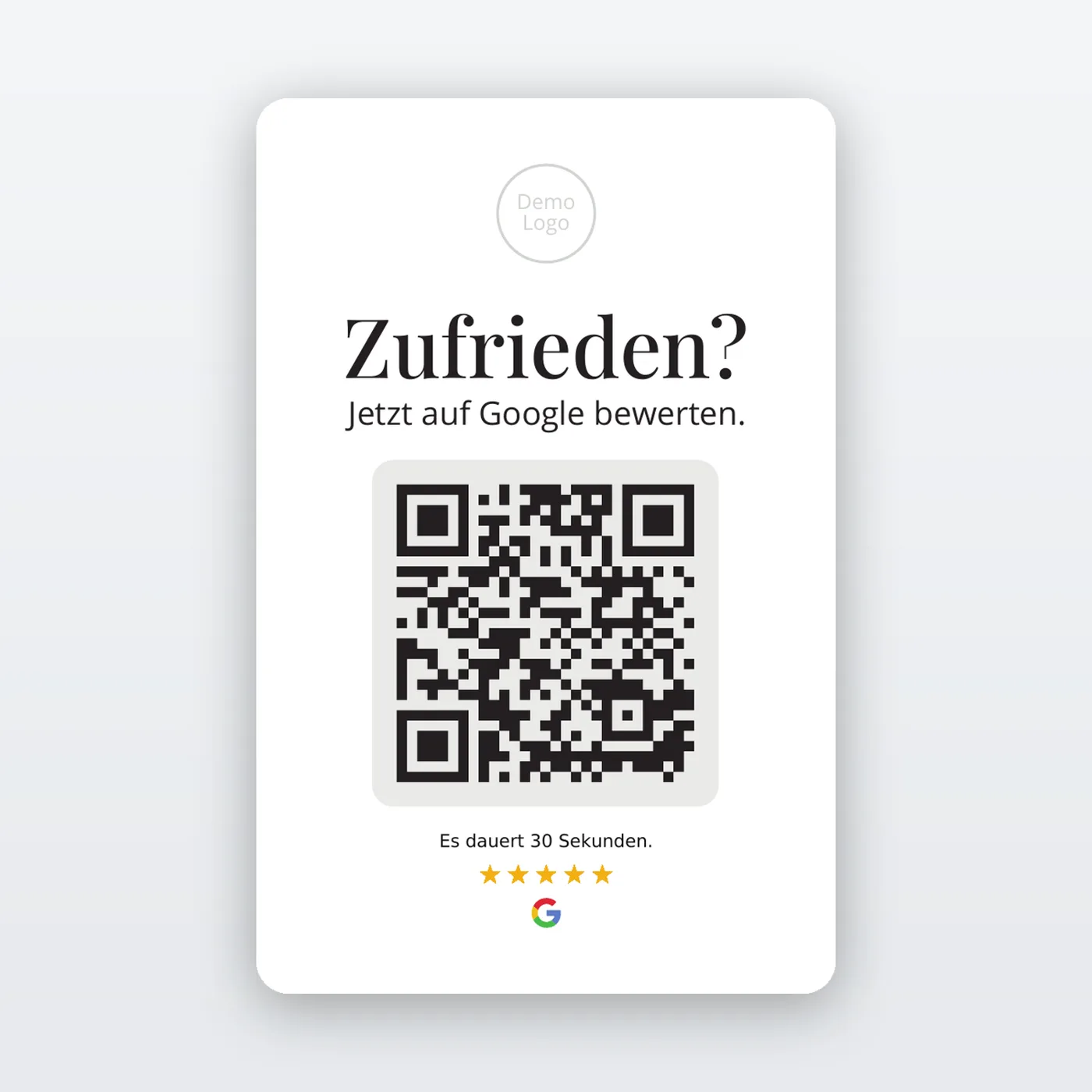 Vorderseite: Logo, Headline und QR-Code