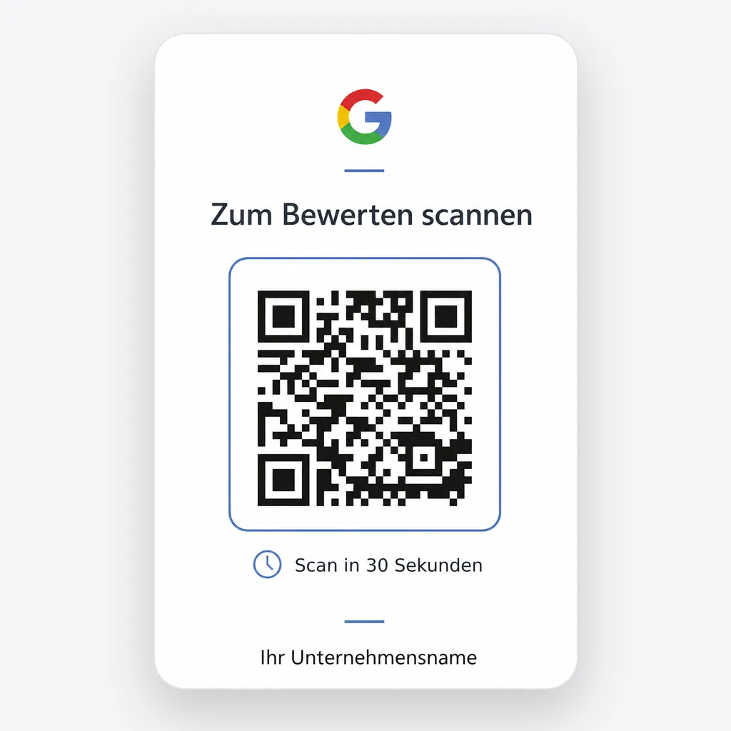 Rückseite: QR-Code und Dein Firmenname