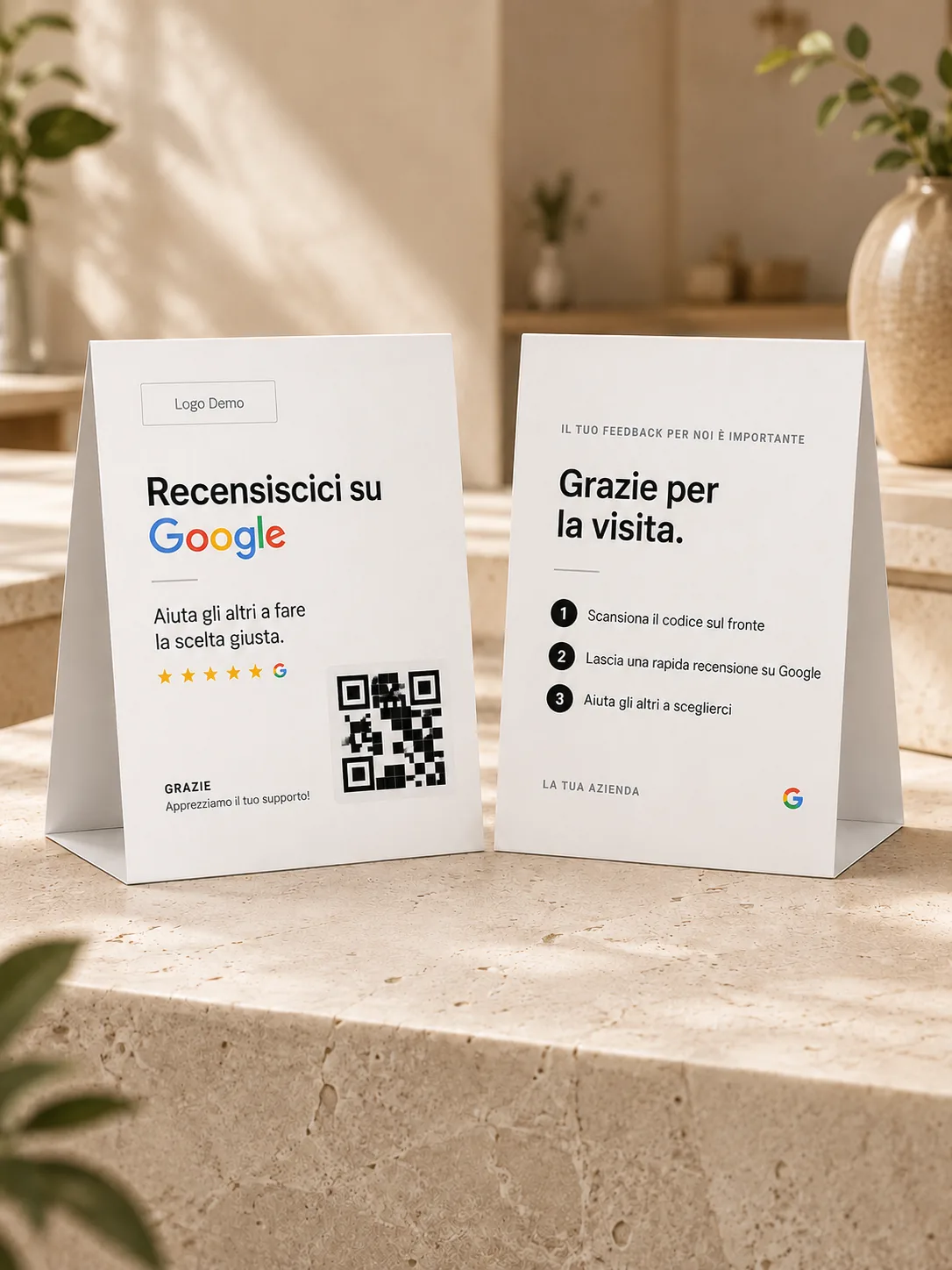Professional — design del Table tent per recensioni Google