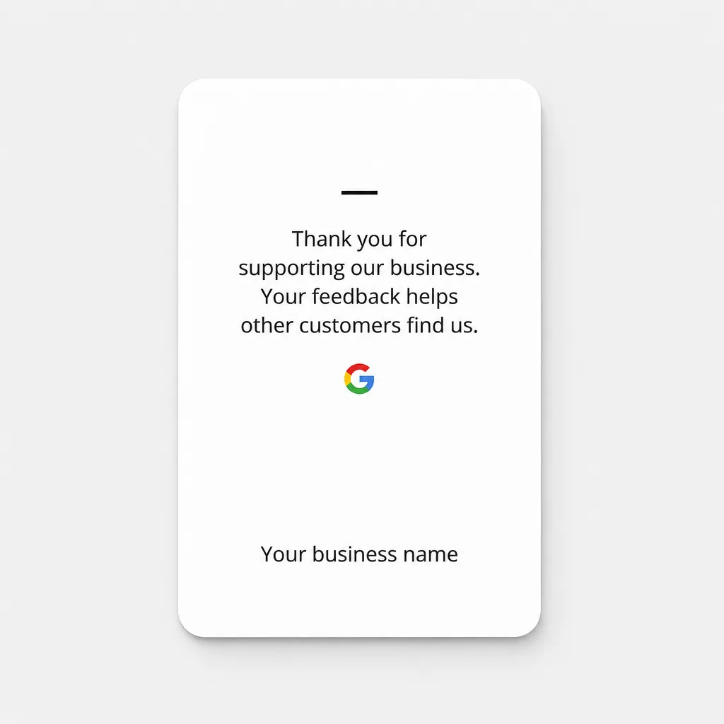 Back: thank-you message and your business name
