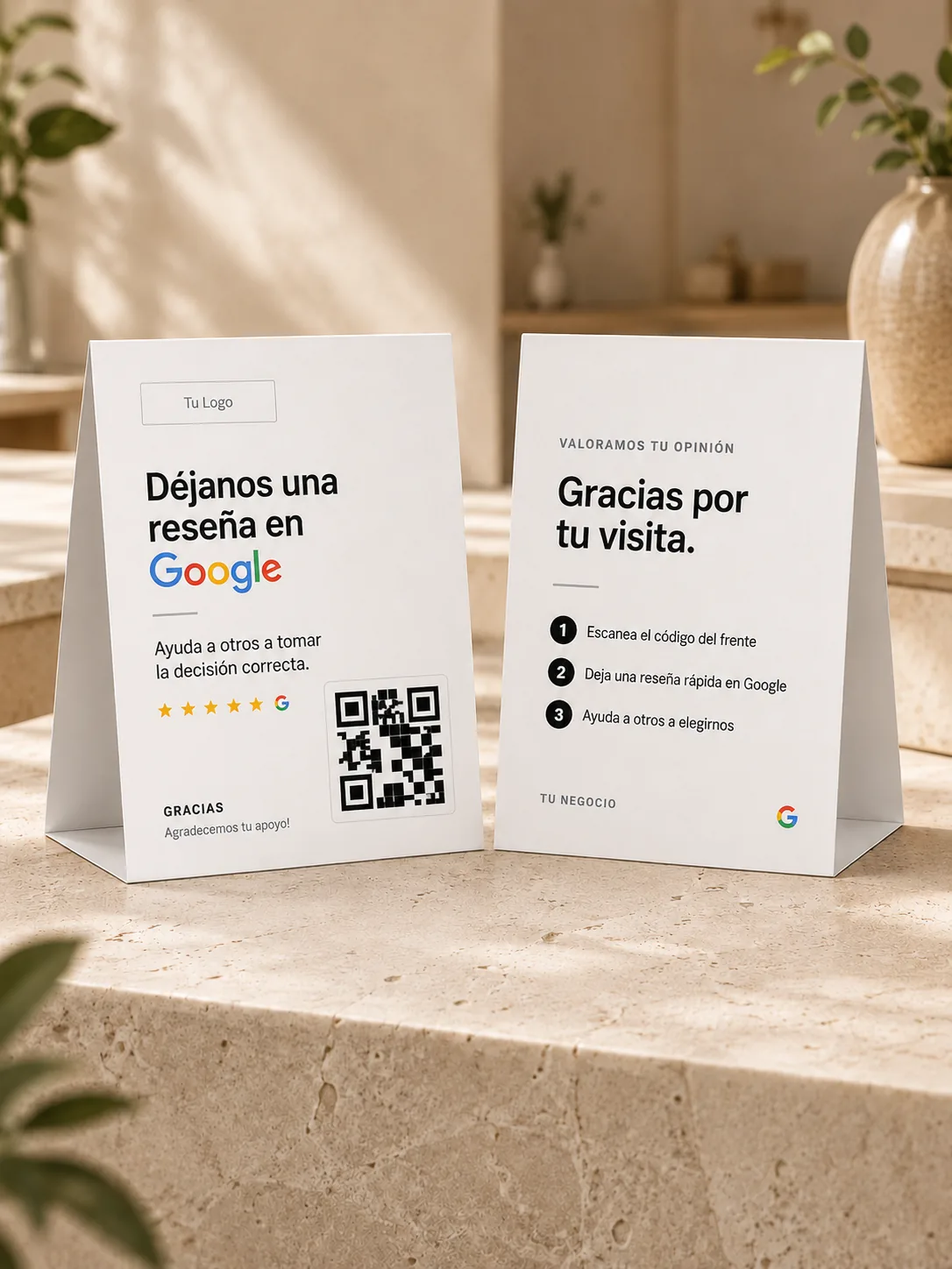 Professional — diseño de Table tent para reseñas Google
