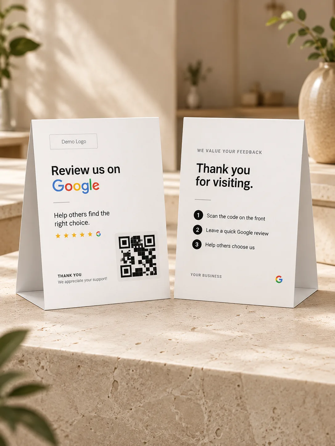 Professional — Google Review Table Tent design