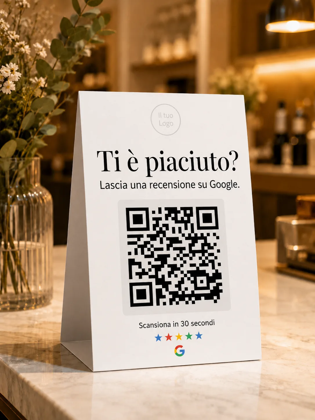 Fancy — design del Table tent per recensioni Google