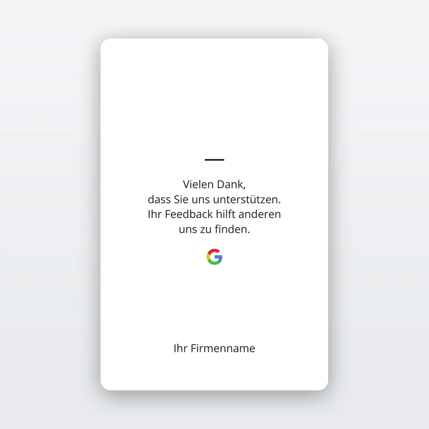 Rückseite: Dankeschön und Dein Firmenname
