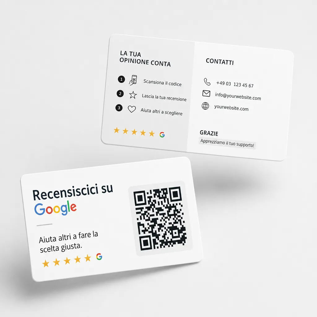 Consegna del biglietto recensioni a un cliente