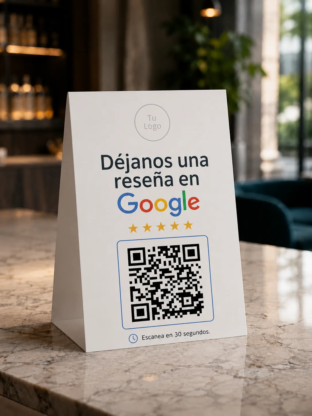 Clean — diseño de Table tent para reseñas Google
