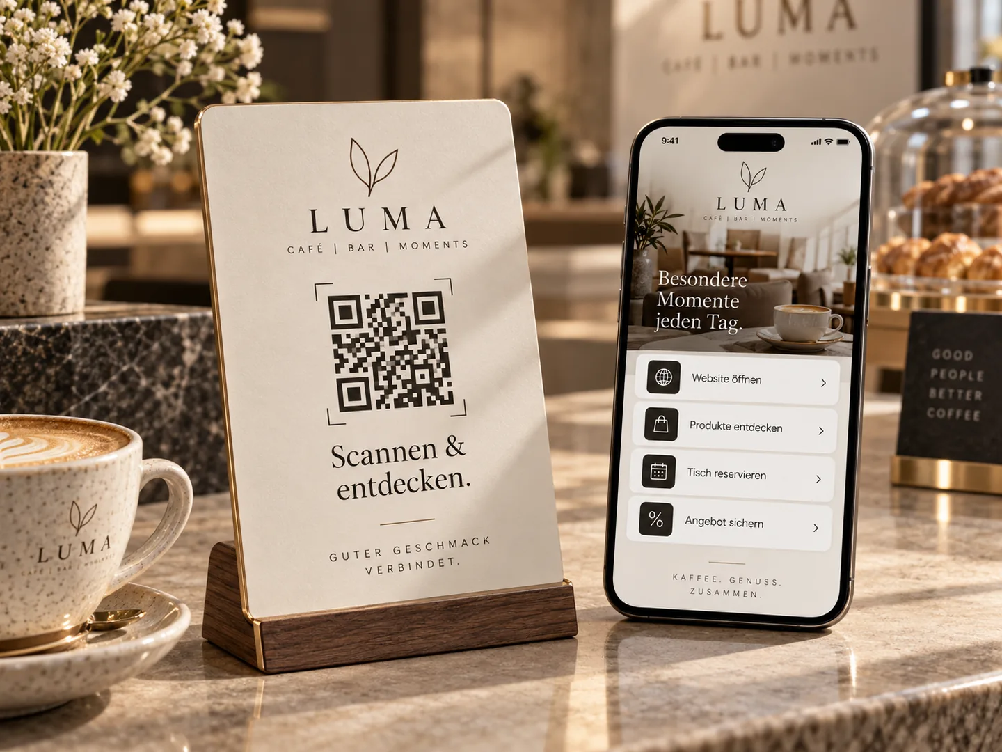 Individueller QR-Code-Aufsteller für Gastronomie und Point of Sale