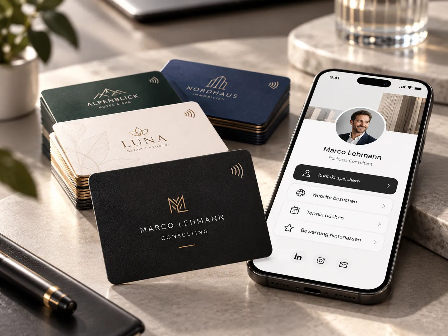 Individuelle NFC-Visitenkarten mit digitalem Kontaktprofil