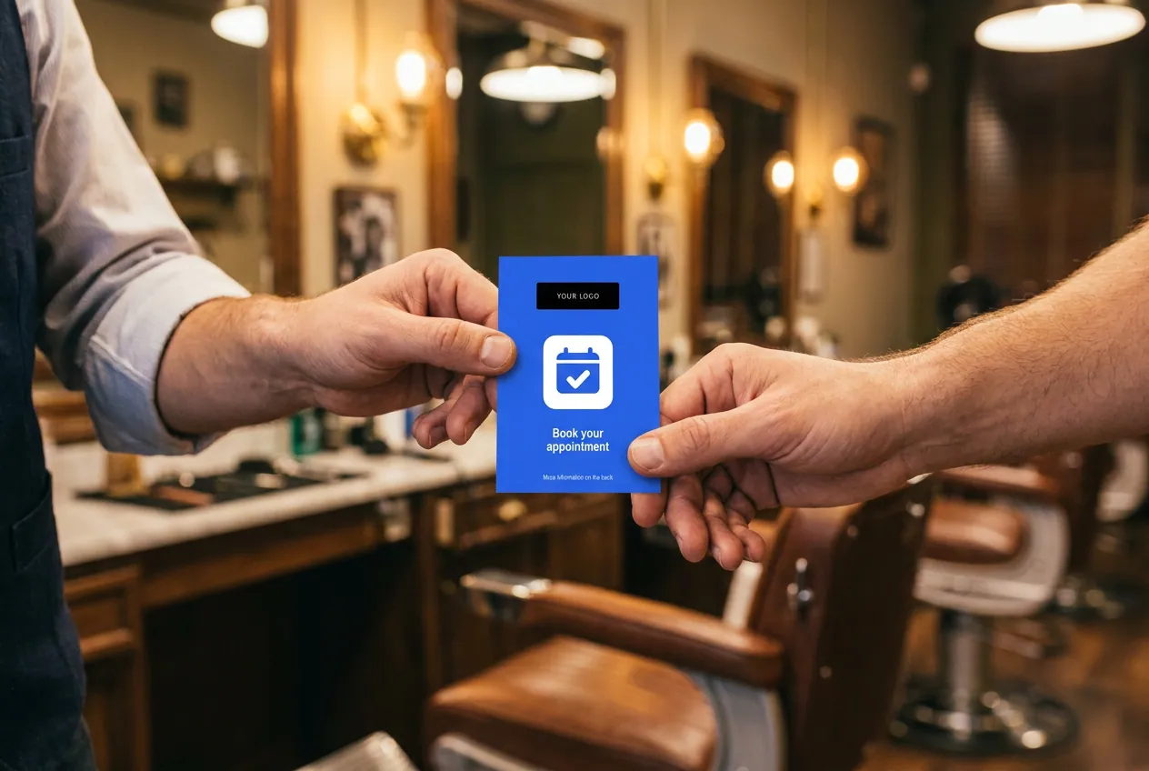 Service handover with a premium QR Booksy business card