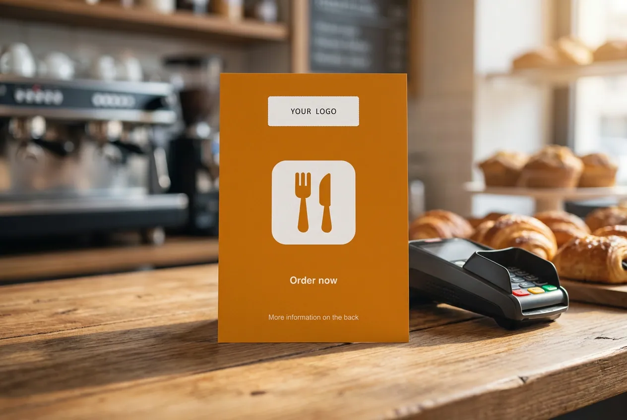 Hotel guest using digital menu from a reception card