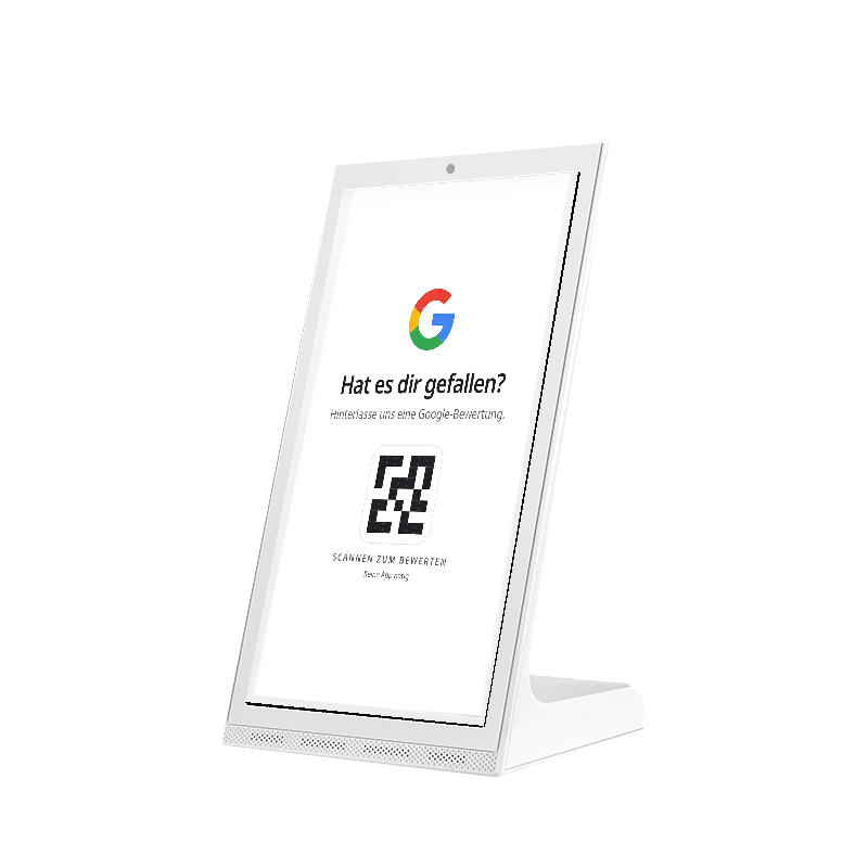 Wunderscan Display from the side with a Google review