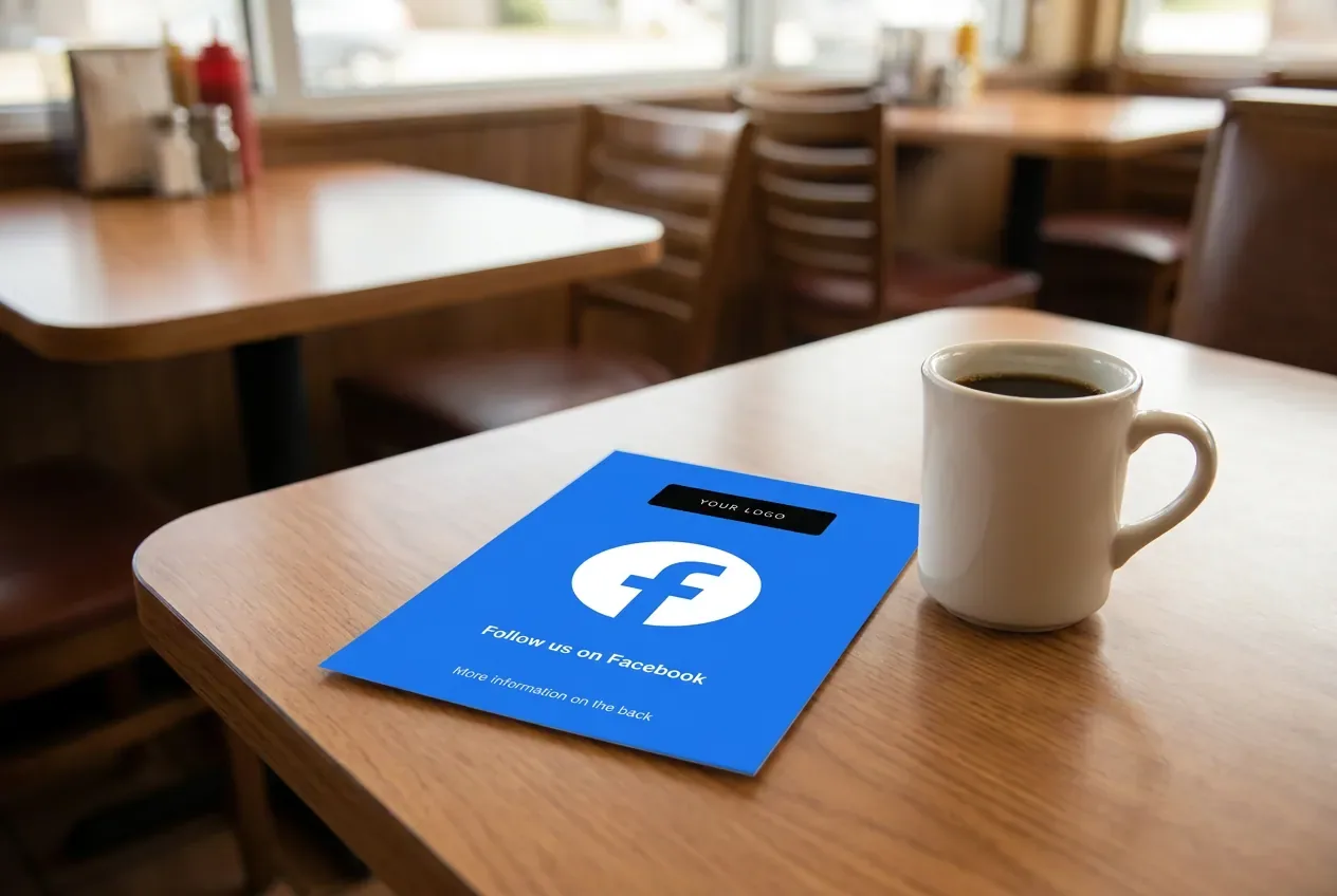 Hotel guest following the brand on Facebook from a reception card