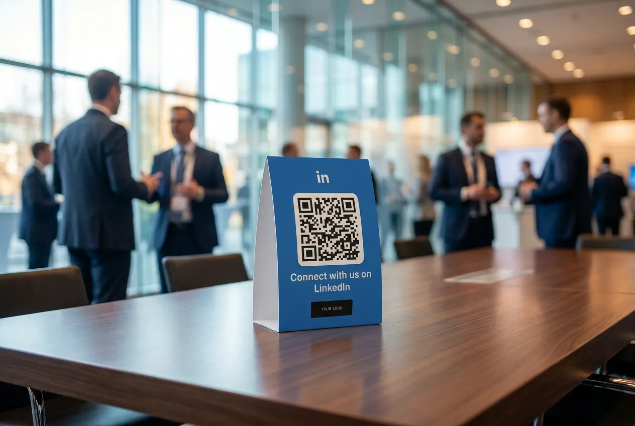 Event registration desk — Sign-in becomes a profile visit