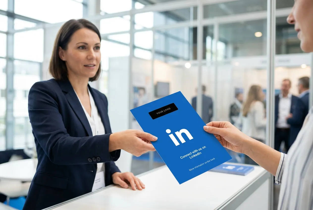 Event handout — Every handout becomes a profile visit