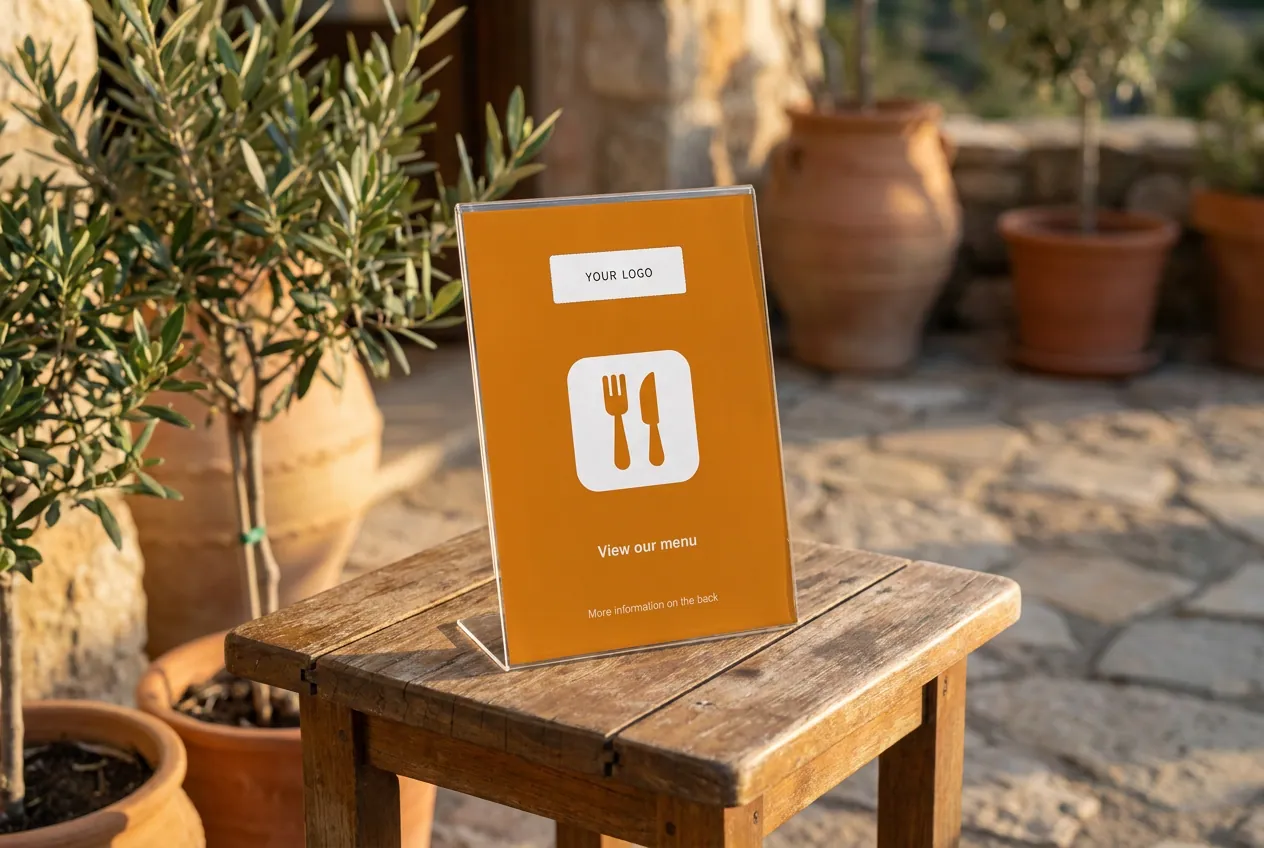 Hotel guest using PDF menu from a reception card