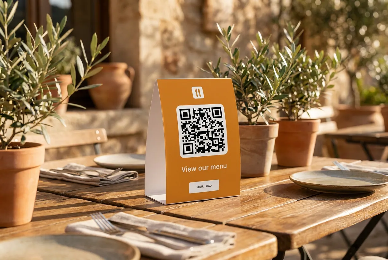 Café guest using a PDF menu touchpoint