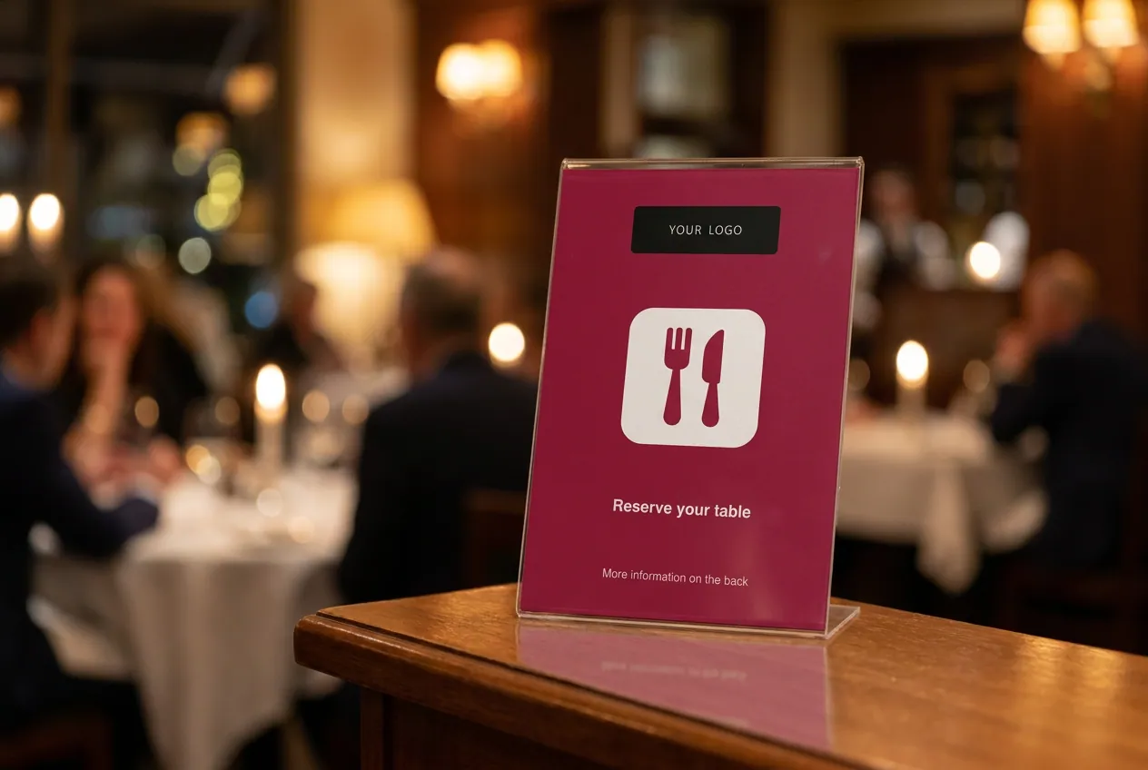 Hotel guest reserving via TheFork from a reception card