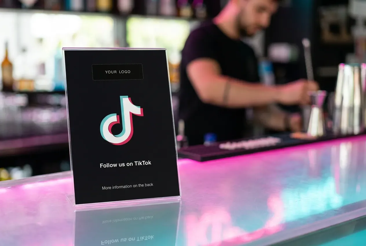 Hotel guest following the brand on TikTok from a reception card