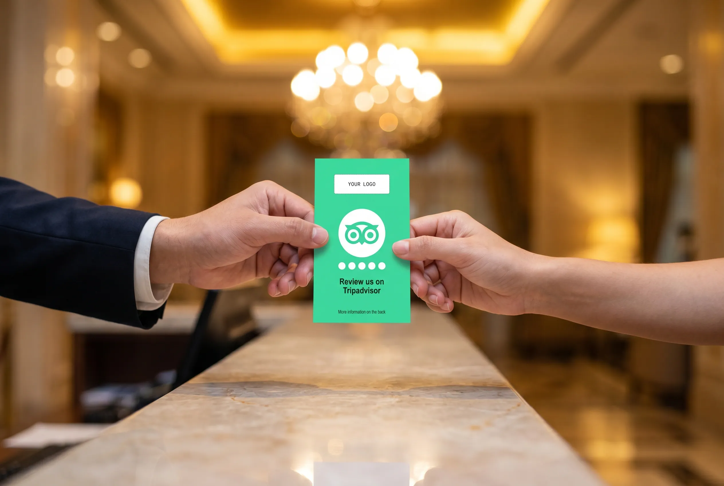 Service handover with a premium QR review business card