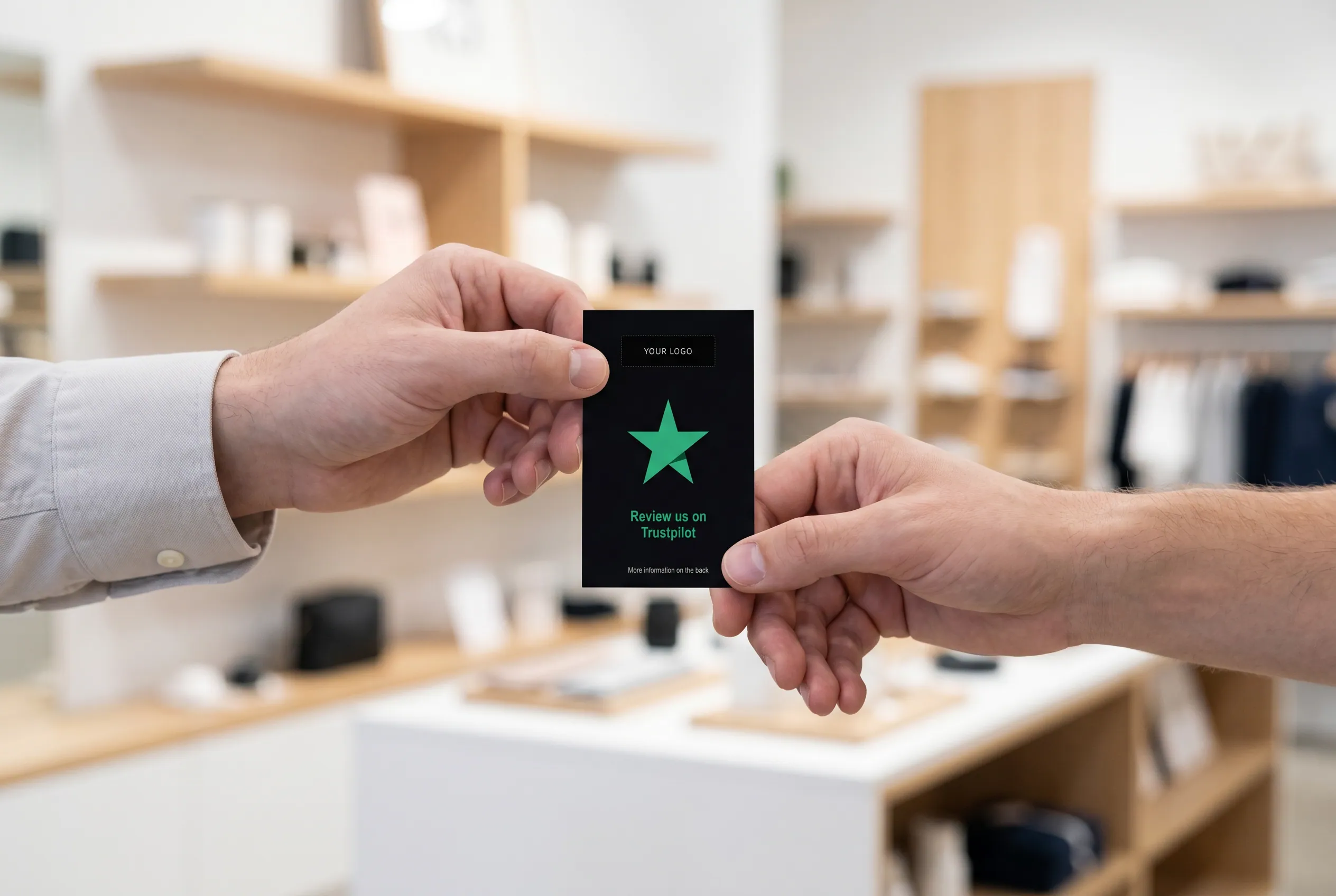 Service handover with a premium QR review business card