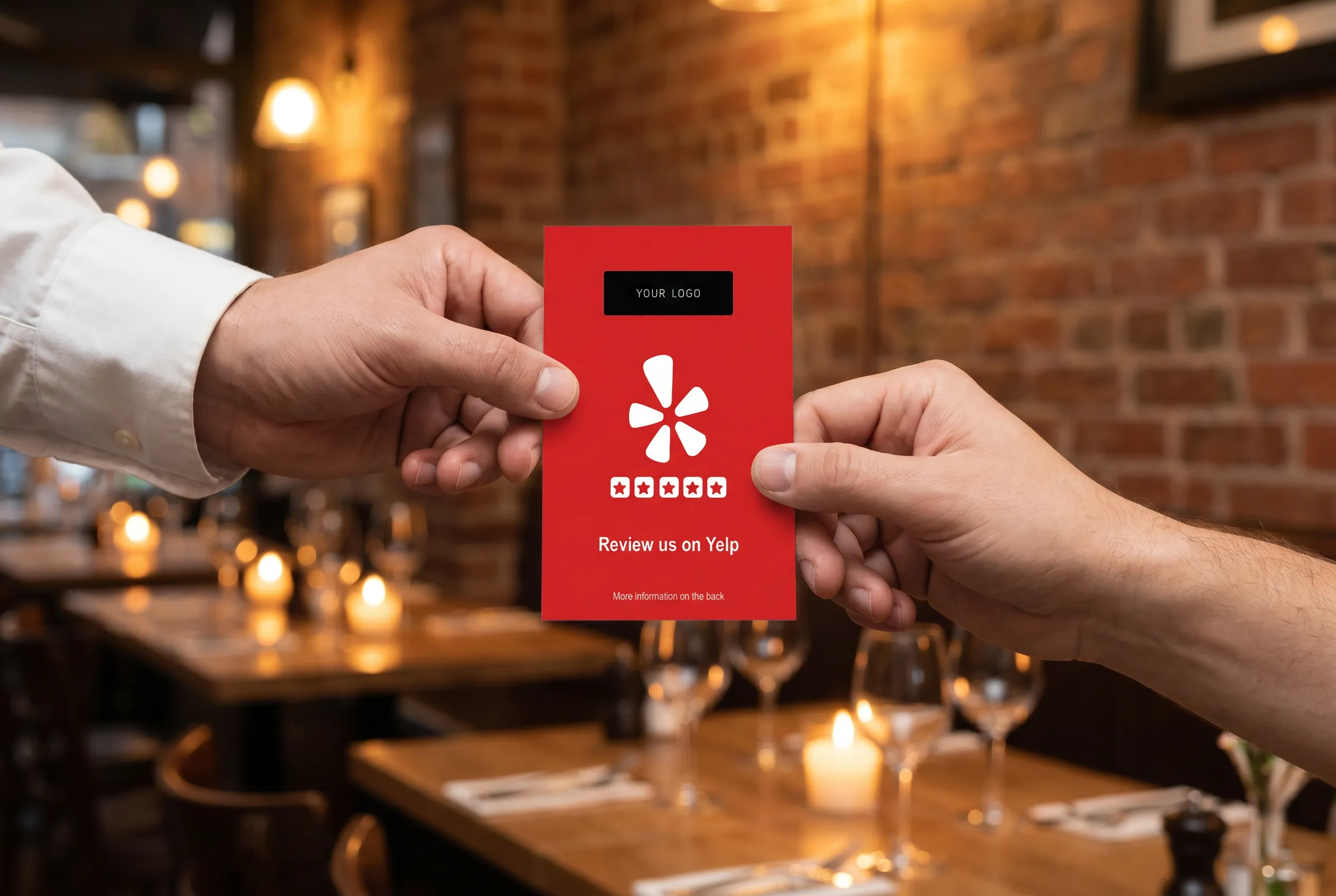 Service handover with a premium QR review business card
